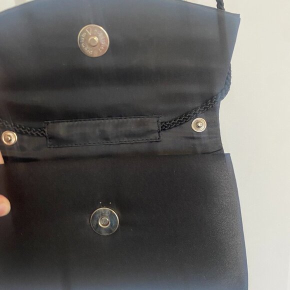 Y2K Black Beaded Satin Clutch Purse Bag - Picture 3 of 6